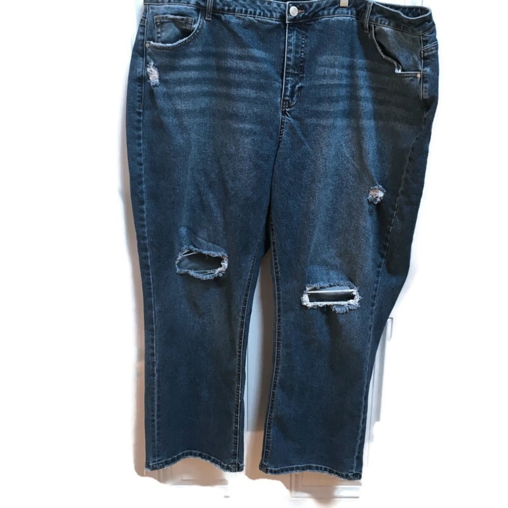 Size 26W Women's Plus Distresed Ripped Straight Leg Jeans